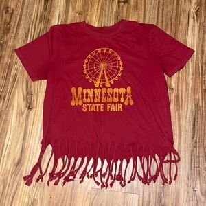 Local pride women’s shirt large top Minnesota state fair tassel upcycled red